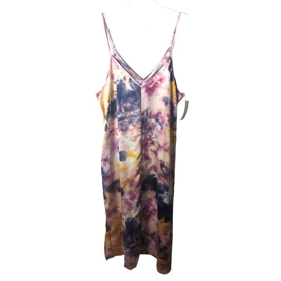 Linea Donatella Maxi V Neck Slip Nightgown Colorful Tie Die Pattern NWT Large - Picture 1 of 8
